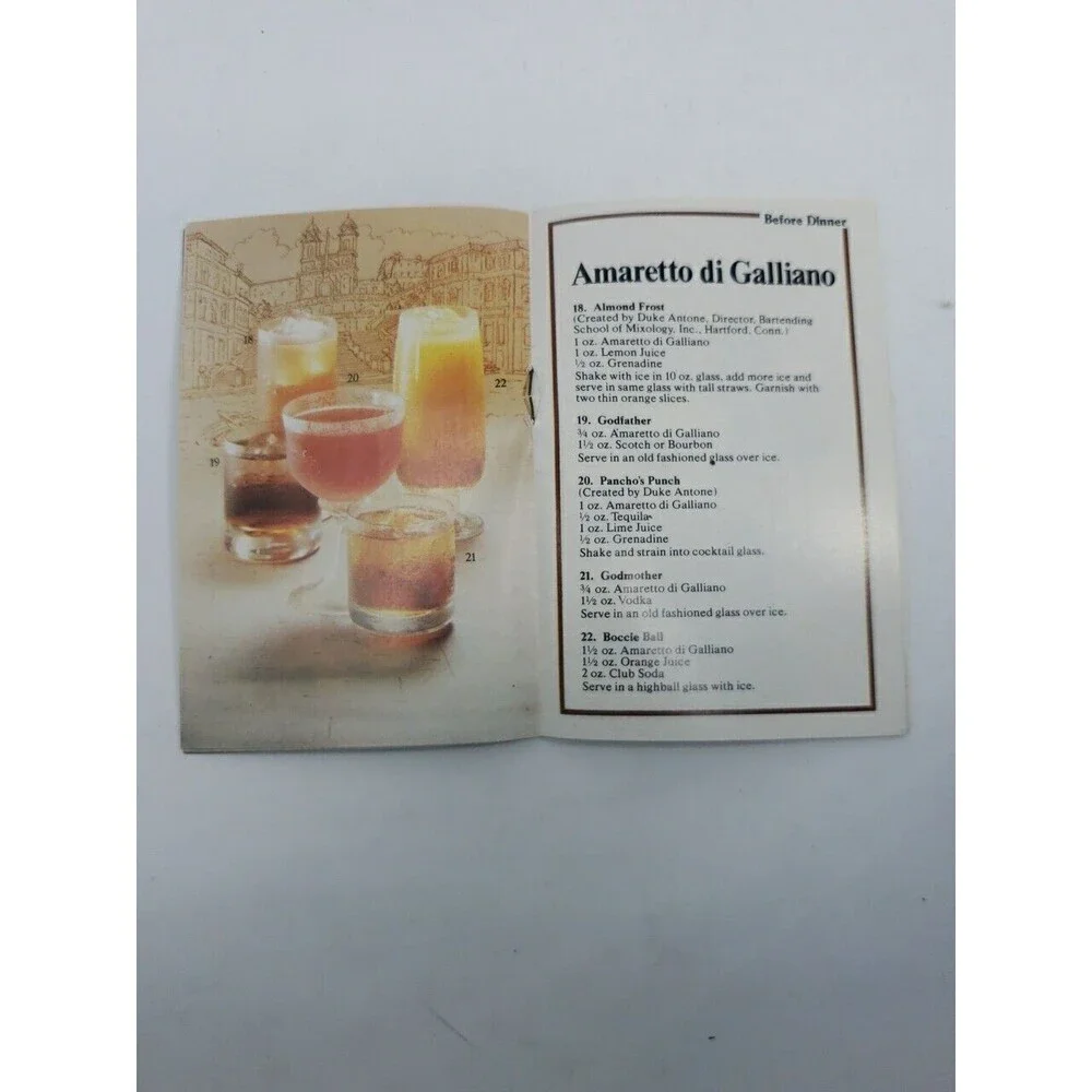Galliano Italian Classics Liquore Sambuca Amaretto Drink Recipe Booklet c1970s